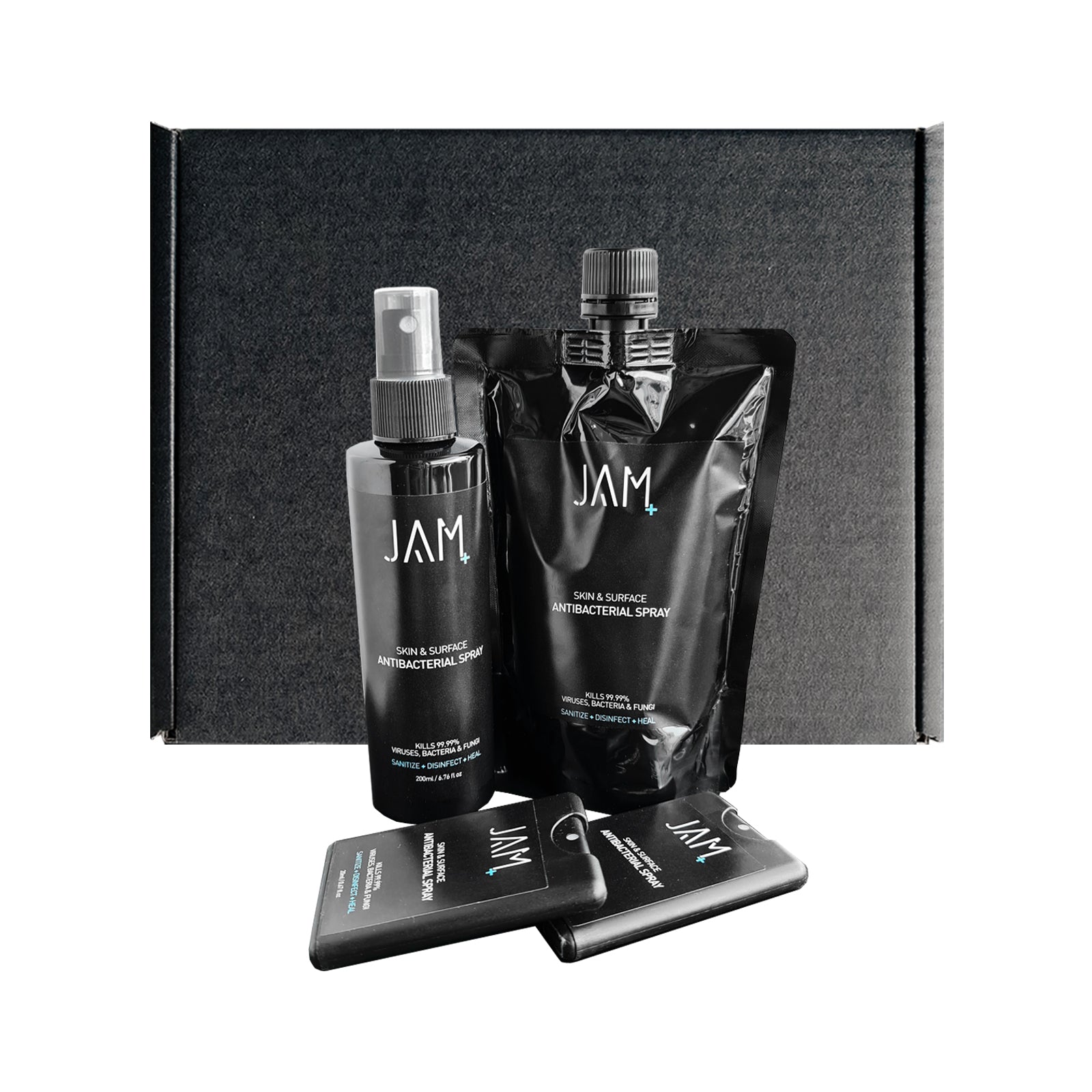 JAM+ Care Pack - Skin & Surface Antibacterial Spray (1x250ml + 1x200ml + 2x20ml)
